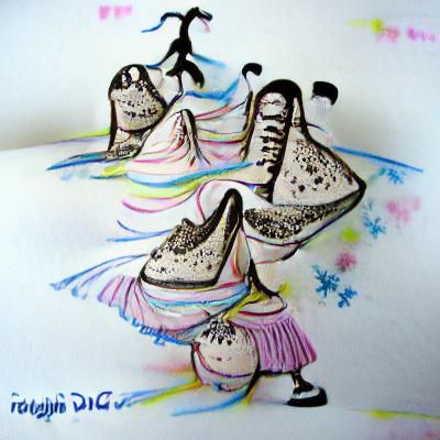 Magical Dancing Ice Cream Shoes Ink Drawing
