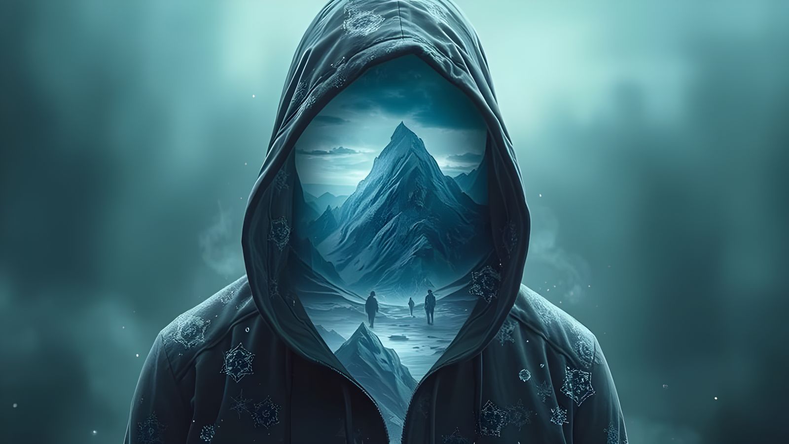 Surreal Hooded Figure Reveals Icy Landscape