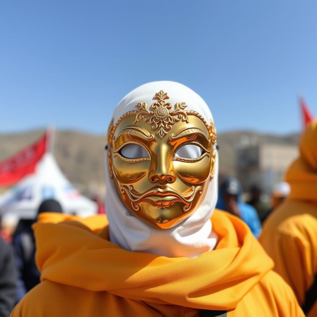 Ornate Gold Mask Against Dark Backdrop