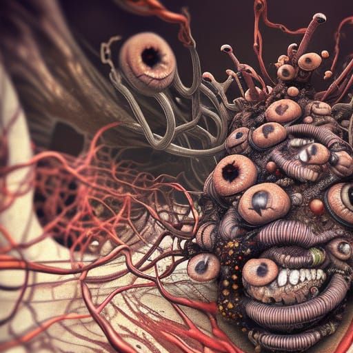 Horrific Mutant Centipede in Cronenberg Style