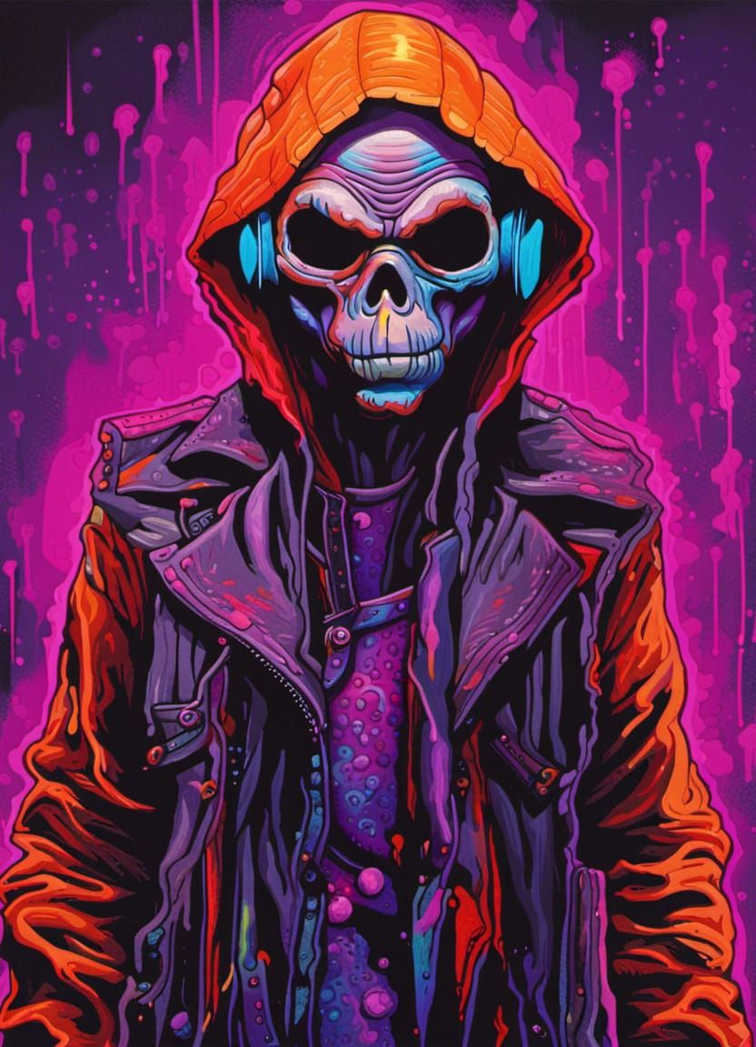 Alien Gangster in Black Light Art Style