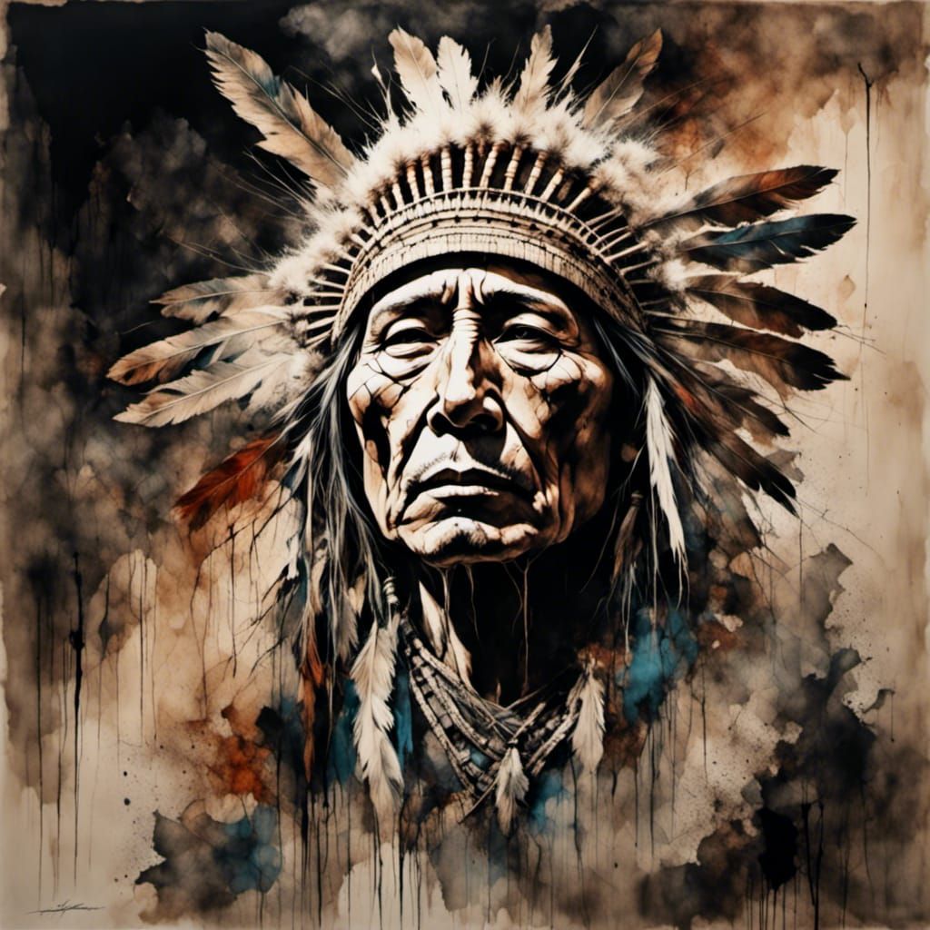 Native American Chief with Headdress