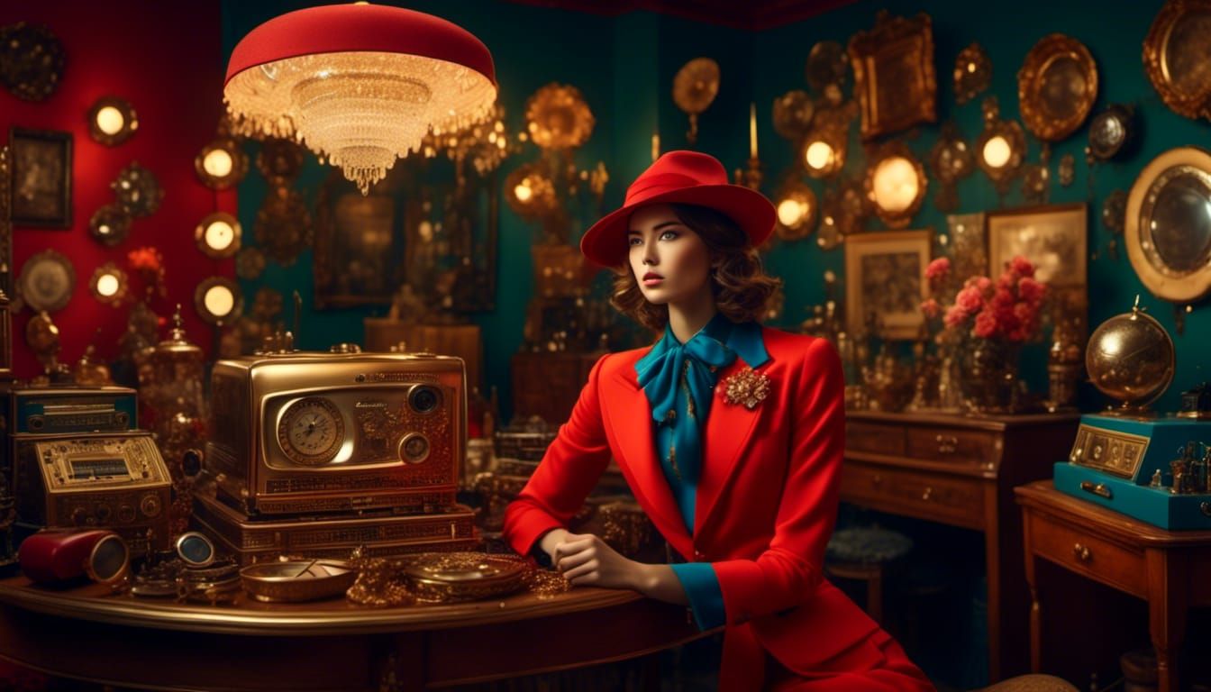 Fashion Model in Wes Anderson Style Studio
