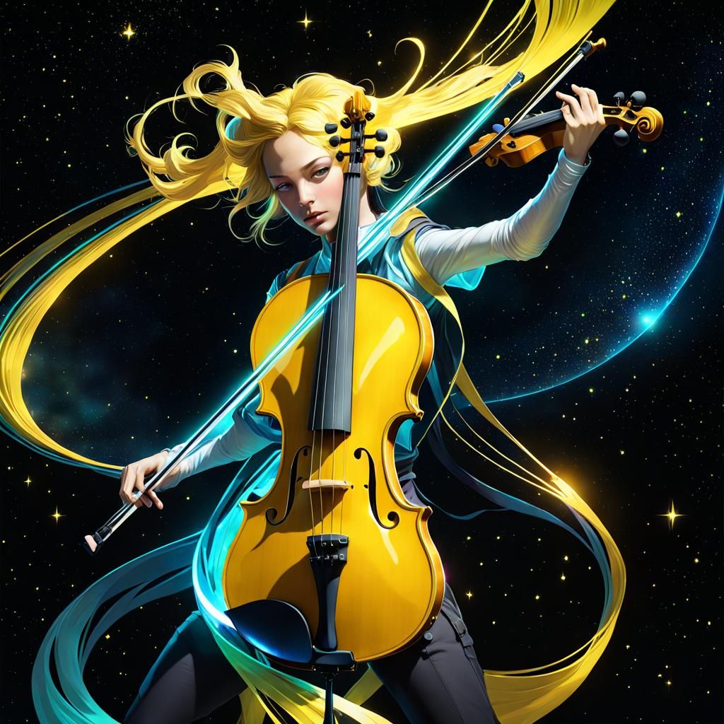 Energy Alien Plays Violin Among Stars