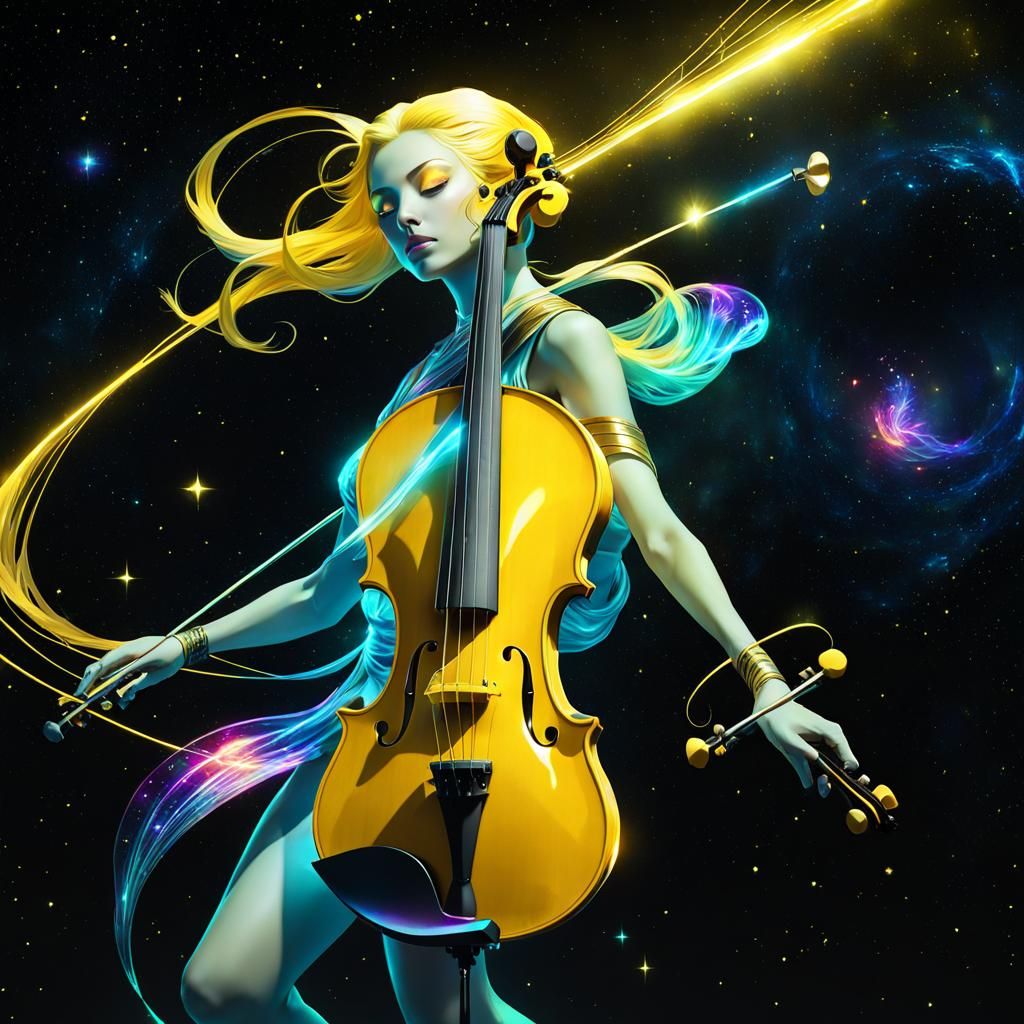 Energy Alien Plays Violin Among Stars
