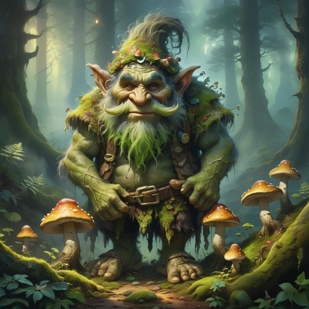 Mystic Forest Troll Portrait in Ethereal Fantasy Art
