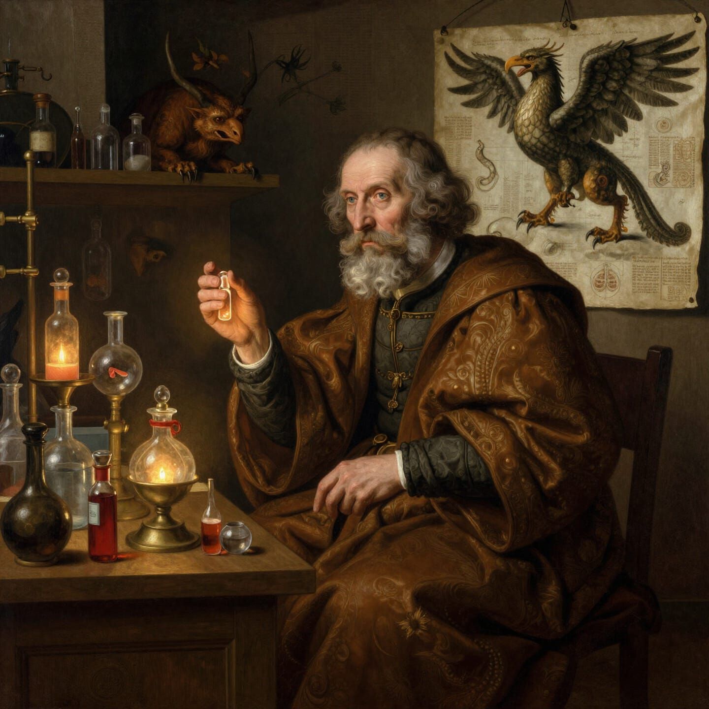 Griffin Urologist in Renaissance Alchemical Lab