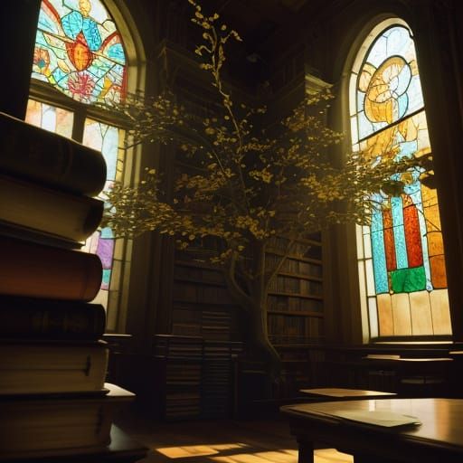 Hidden Tree Library: Hyperrealistic Digital Art