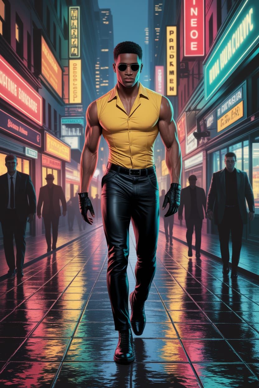 Neon City Strides: A Digital Art Illustration