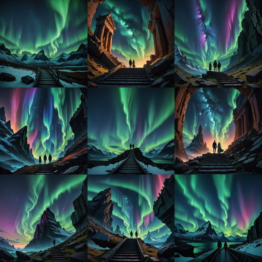 Ethereal Stairway to the Cosmos: A Surreal Journey