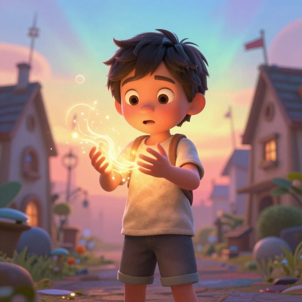 Child's First Magic Discovery in Fantasy Village