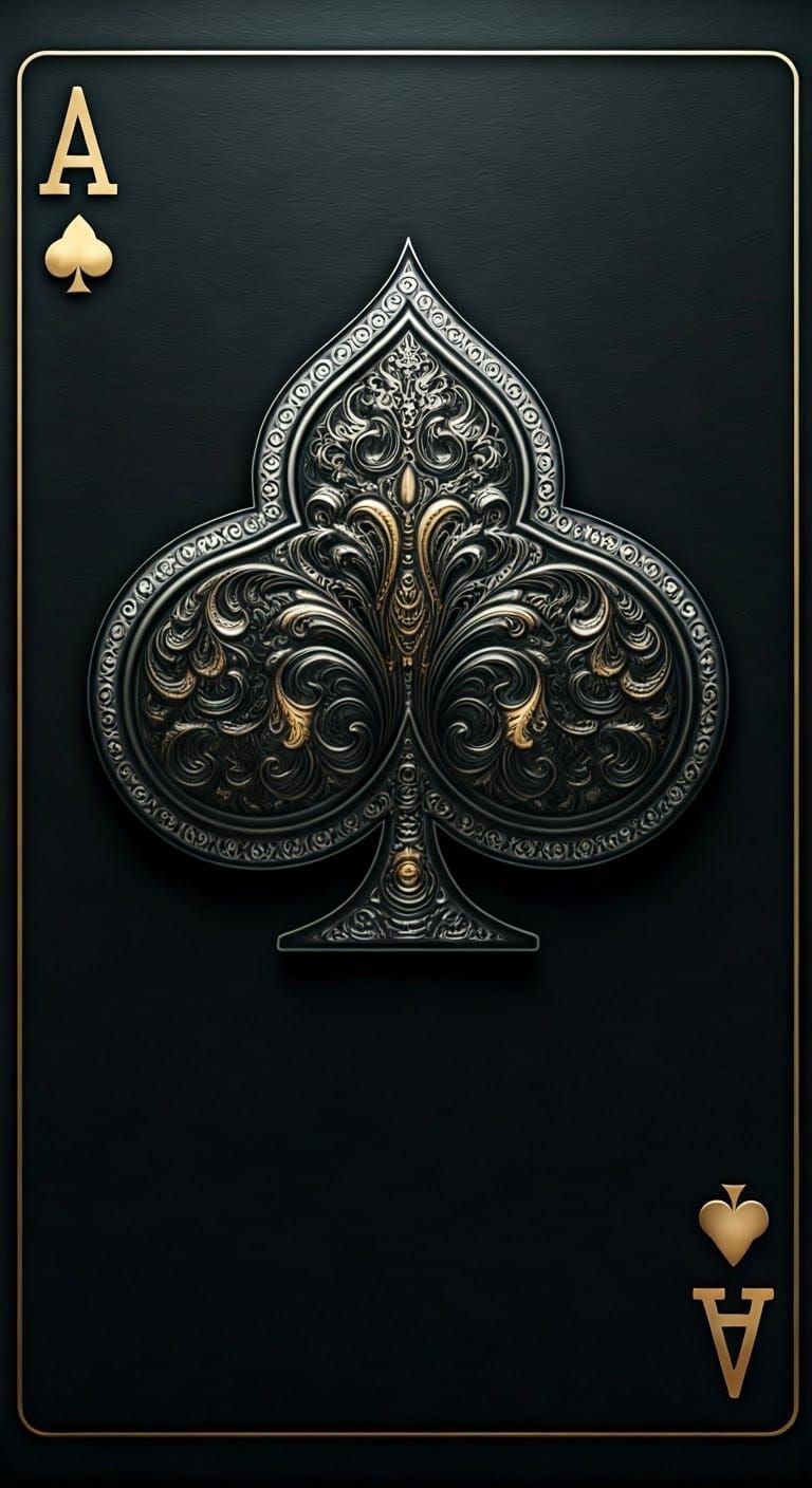 Metallic Ace of Clubs in Ornate, 3D Design