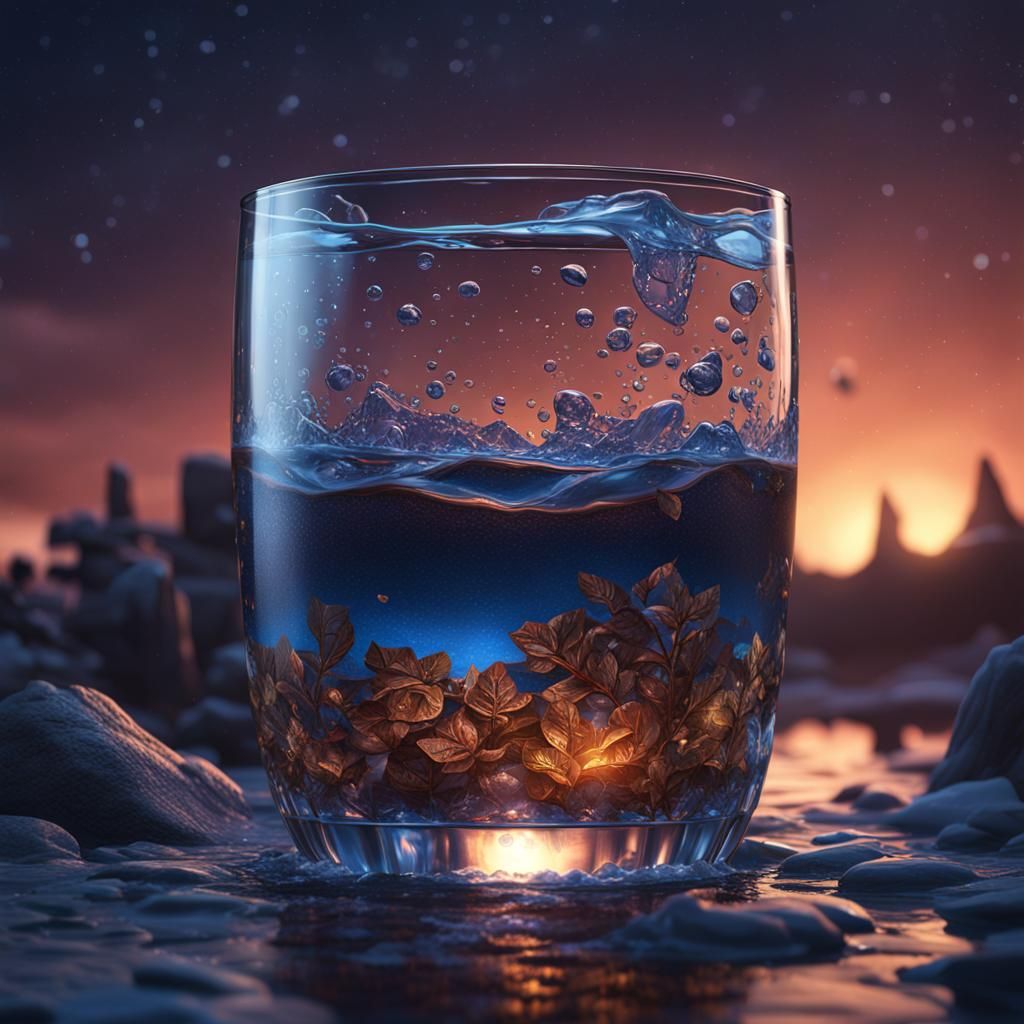 Glass of Water at Night: Detailed Matte Painting