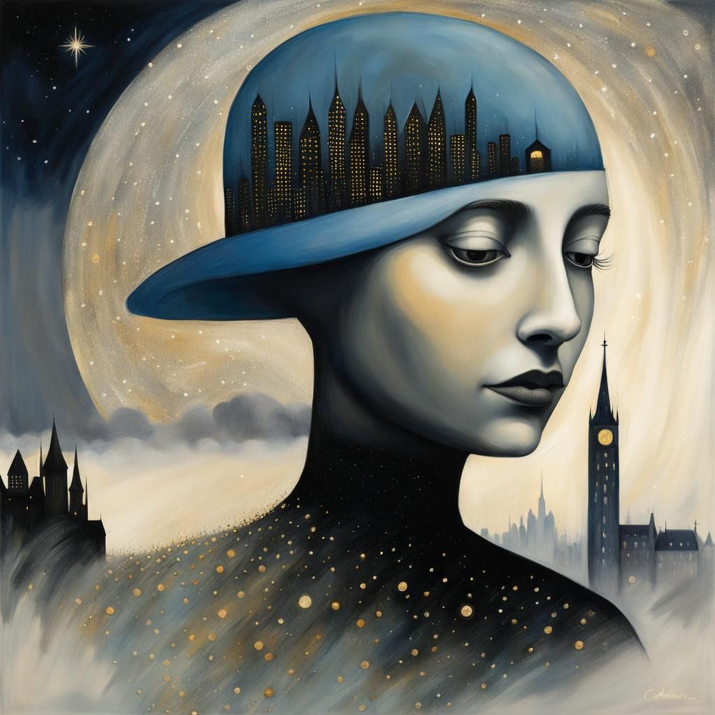 Starry Night Cityscape Illustration in 8k