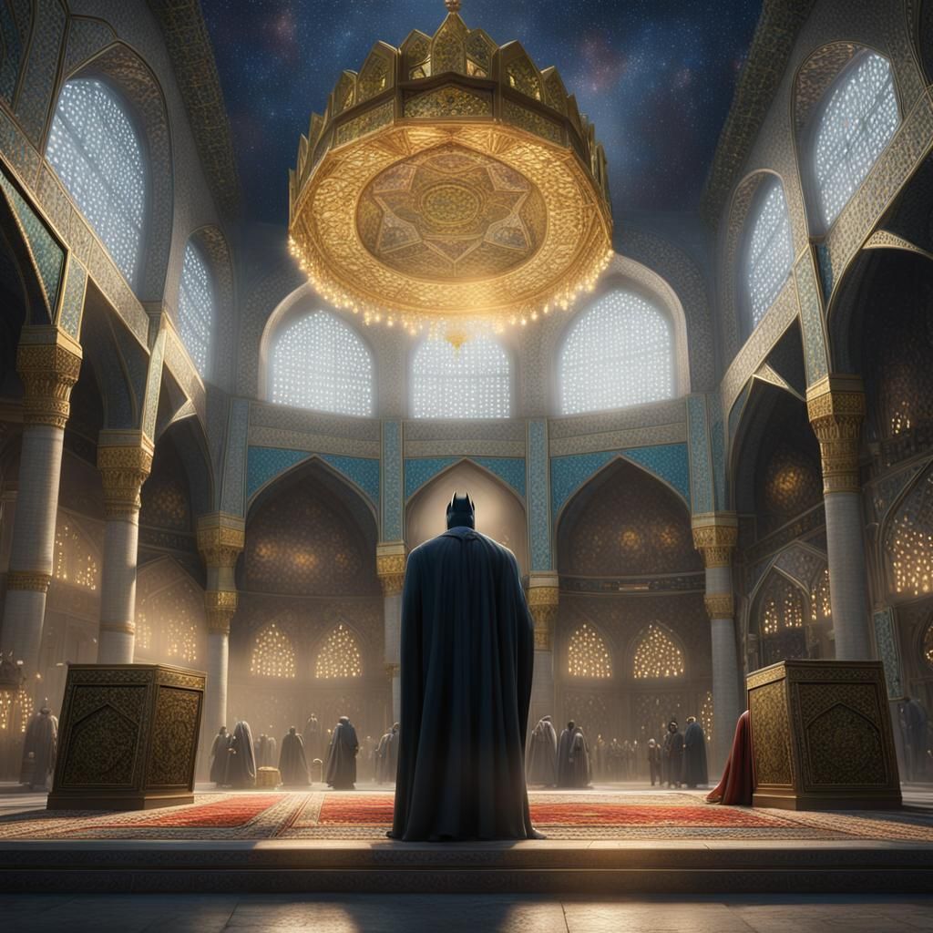 Superman and Superheroes Praying at Imam Reza Shrine