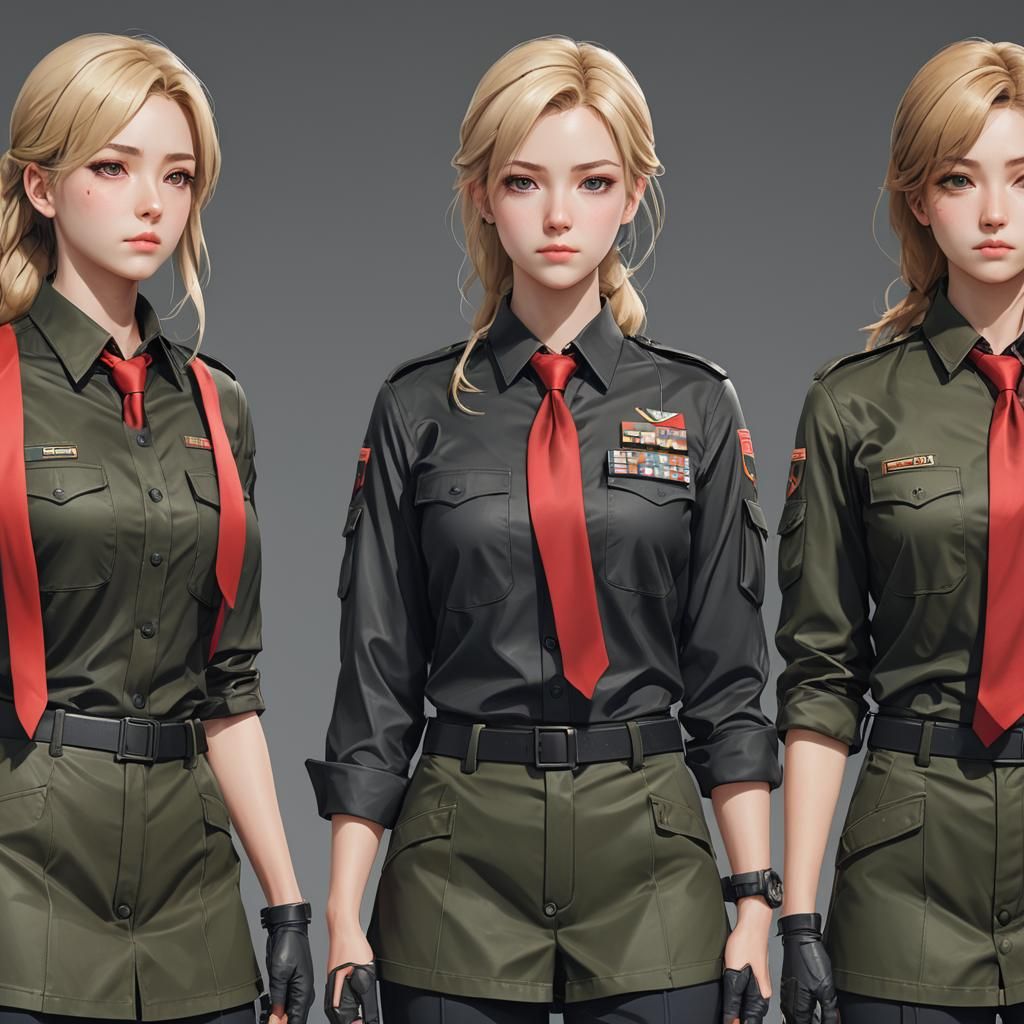 Anime Style: Three Women in Uniforms
