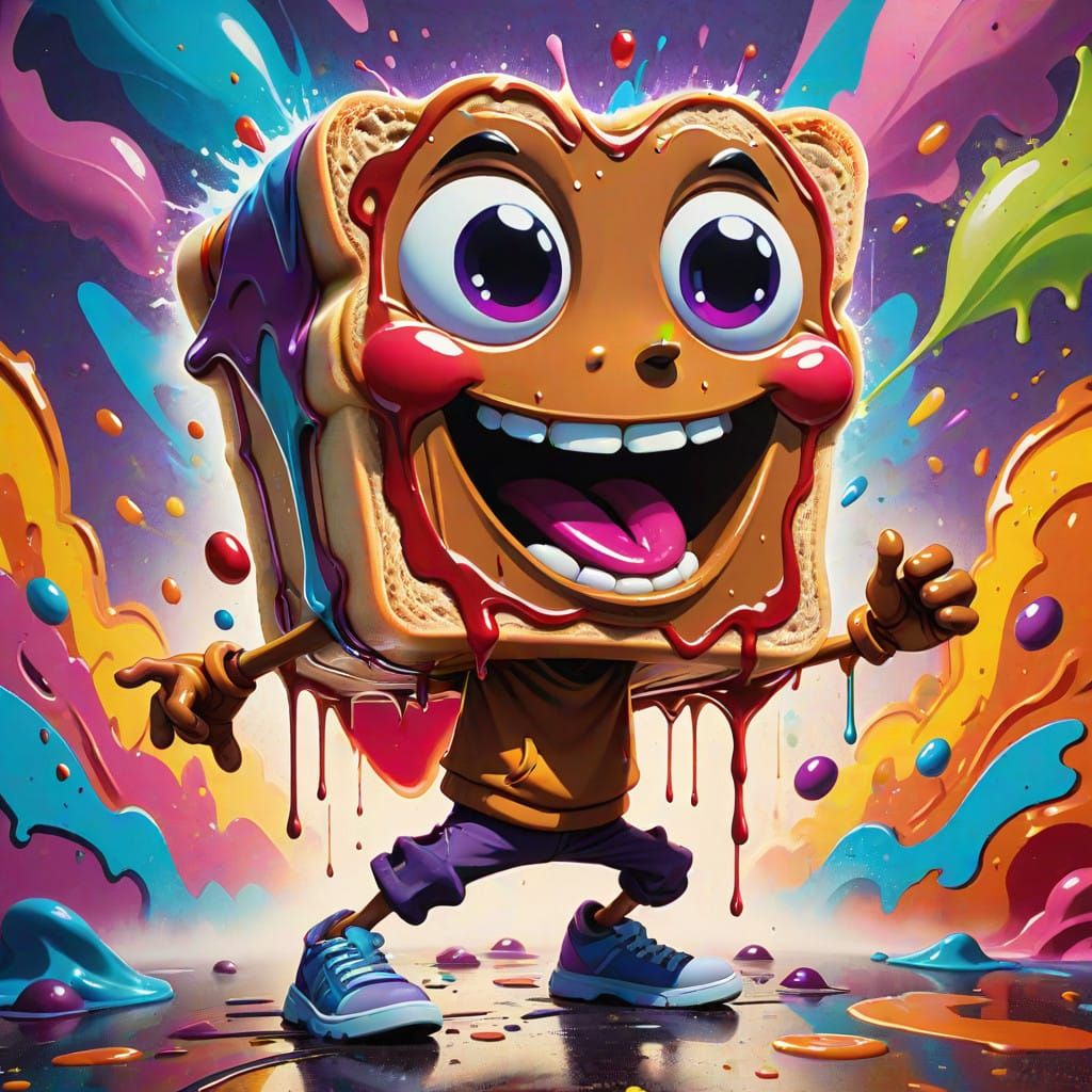 Vibrant, Whimsical Peanut Butter and Jelly Sandwiches in Fan...