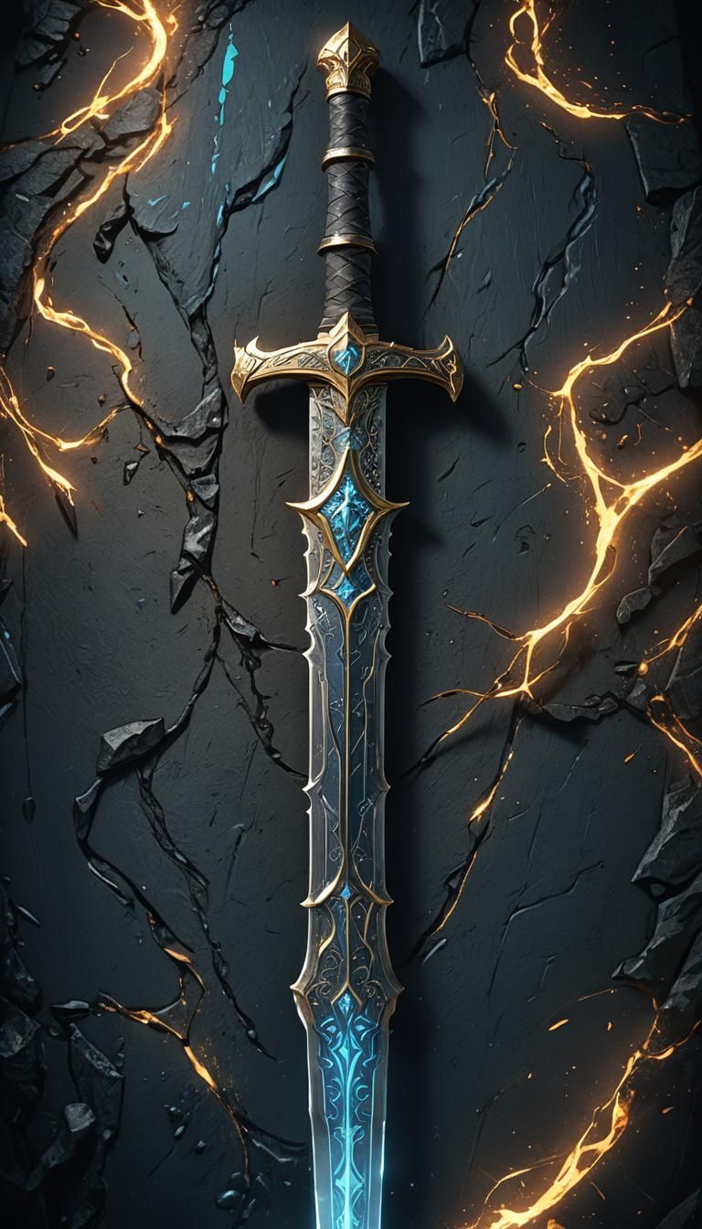 Dark Fantasy Sword Art with Glowing Runes