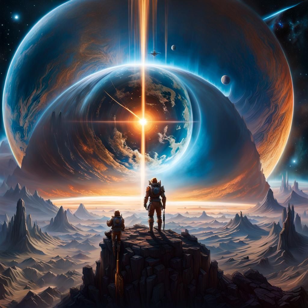 Futuristic Cruise Ship Orbiting Earth in Space