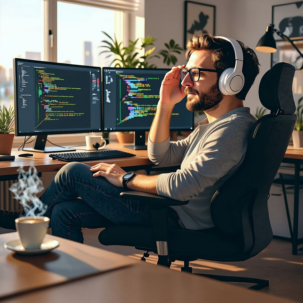 Programmer in Office with Eclipse Software