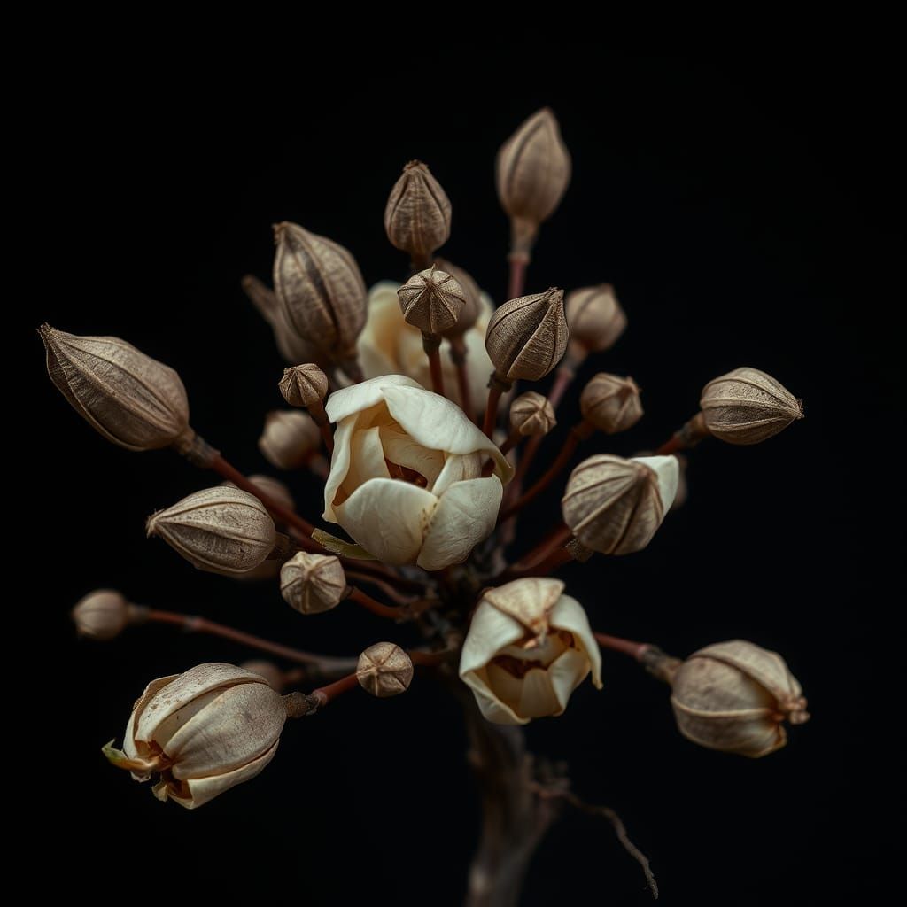 Botanical Art: Dried Magnolia and Seed Pods