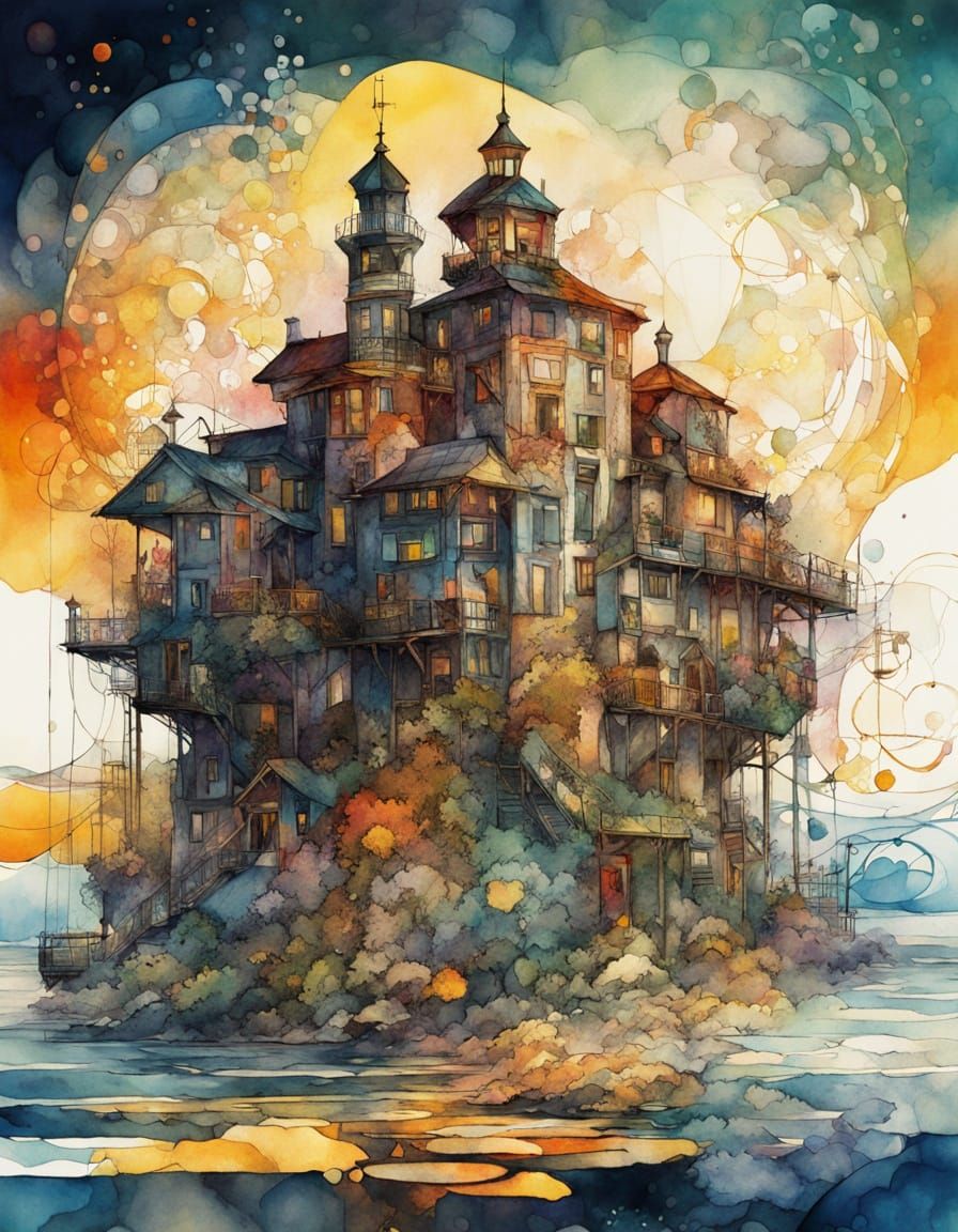 Chaotic Seascape Lighthouse
