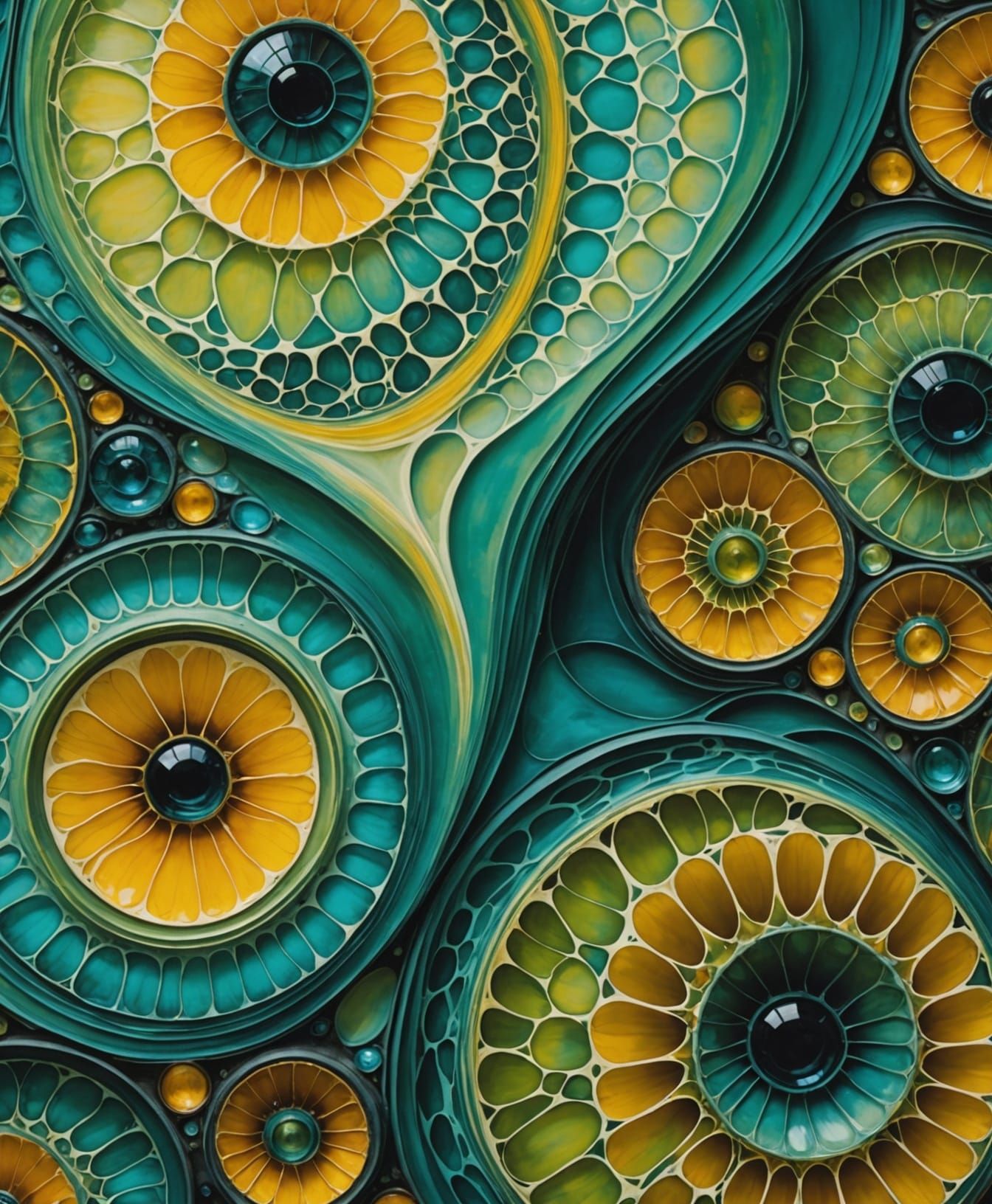 Microscopic Cell Patterns in Renaissance Airbrush Style