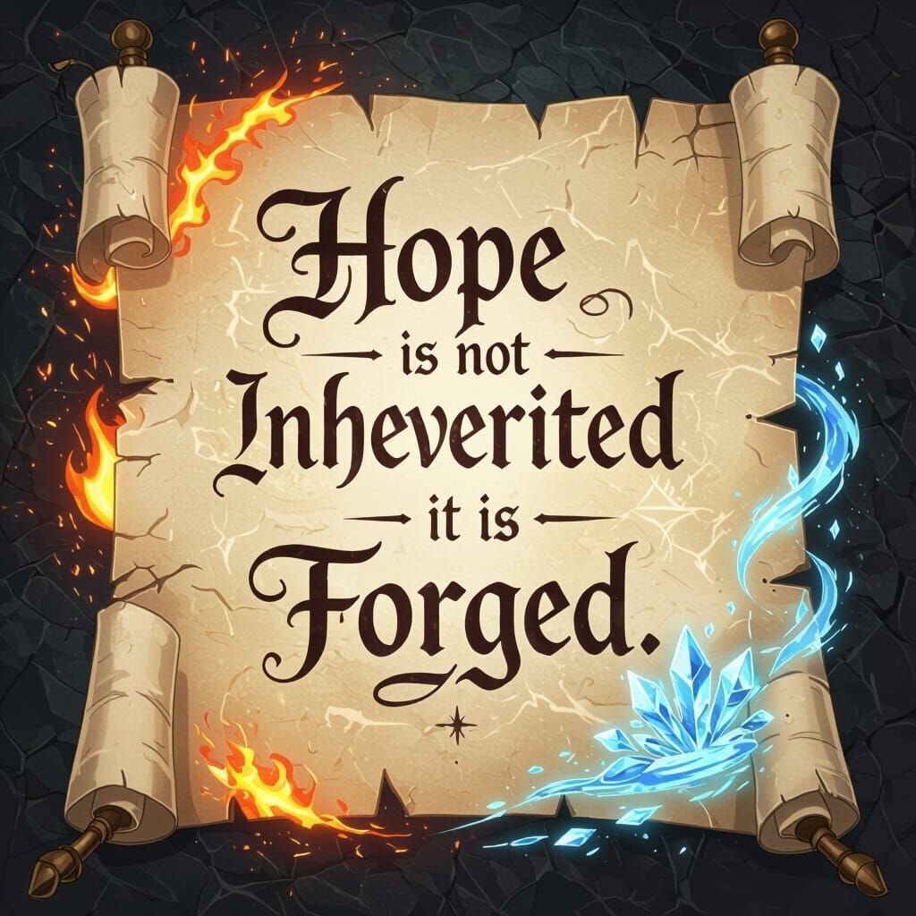 Fantasy Scroll With Hopeful Message in Anime Style