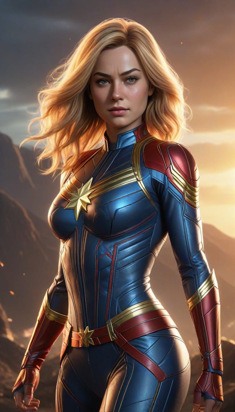 Ethereal Superheroine Embodies Power and Confidence