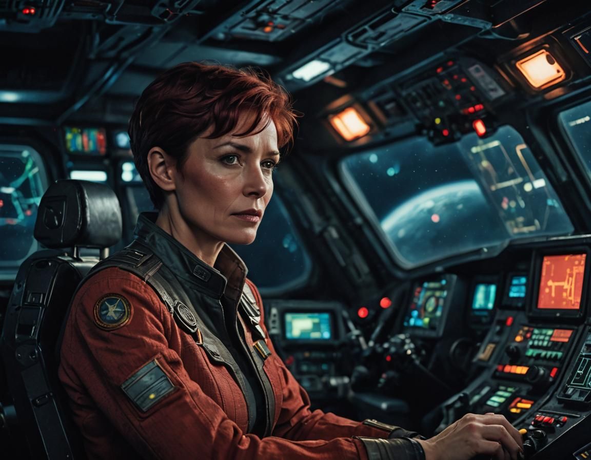 Spaceship Captain in Bold Sci-Fi Style