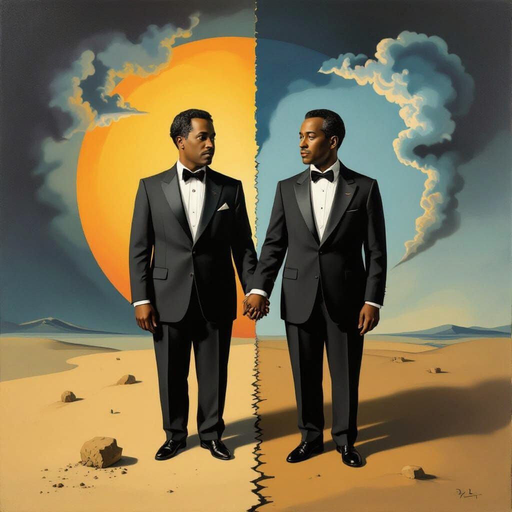 Gay Couple Torn Apart by Society in Surreal Art