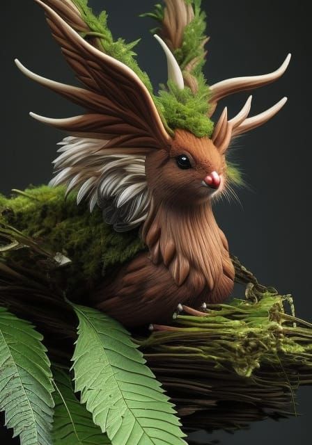 Bavarian Wolpertinger in Enchanted Forest, Hyperrealistic Re...
