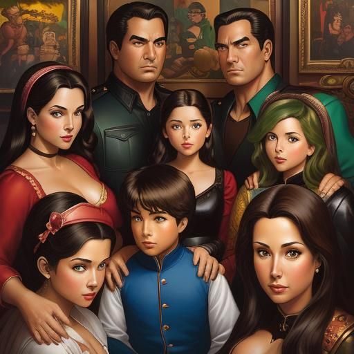Family Portrait in Exaggerated Style