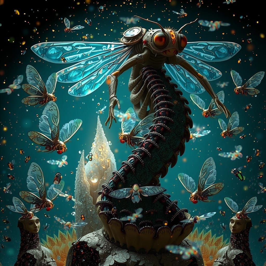 Ethereal Firefly in Dreamy, Mystical Landscape