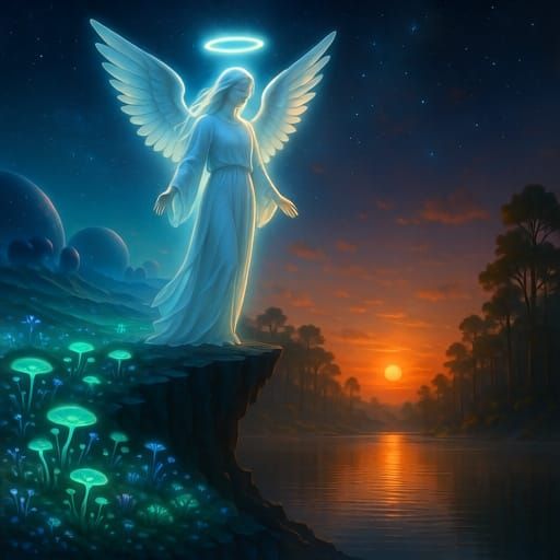 Ethereal Angel Between Two Worlds