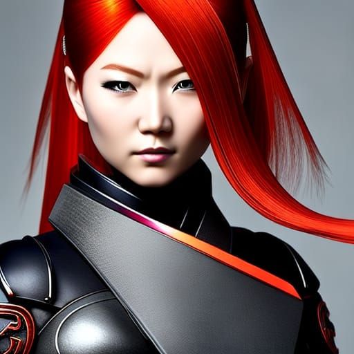 Ancient Japanese Ninja Woman Portrait in 8K