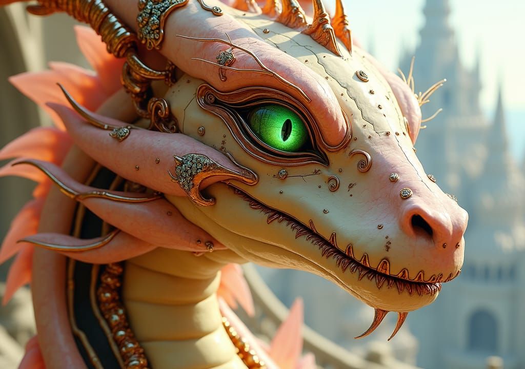 Futuristic Dragon Portrait in Baroque Sci-Fi Style