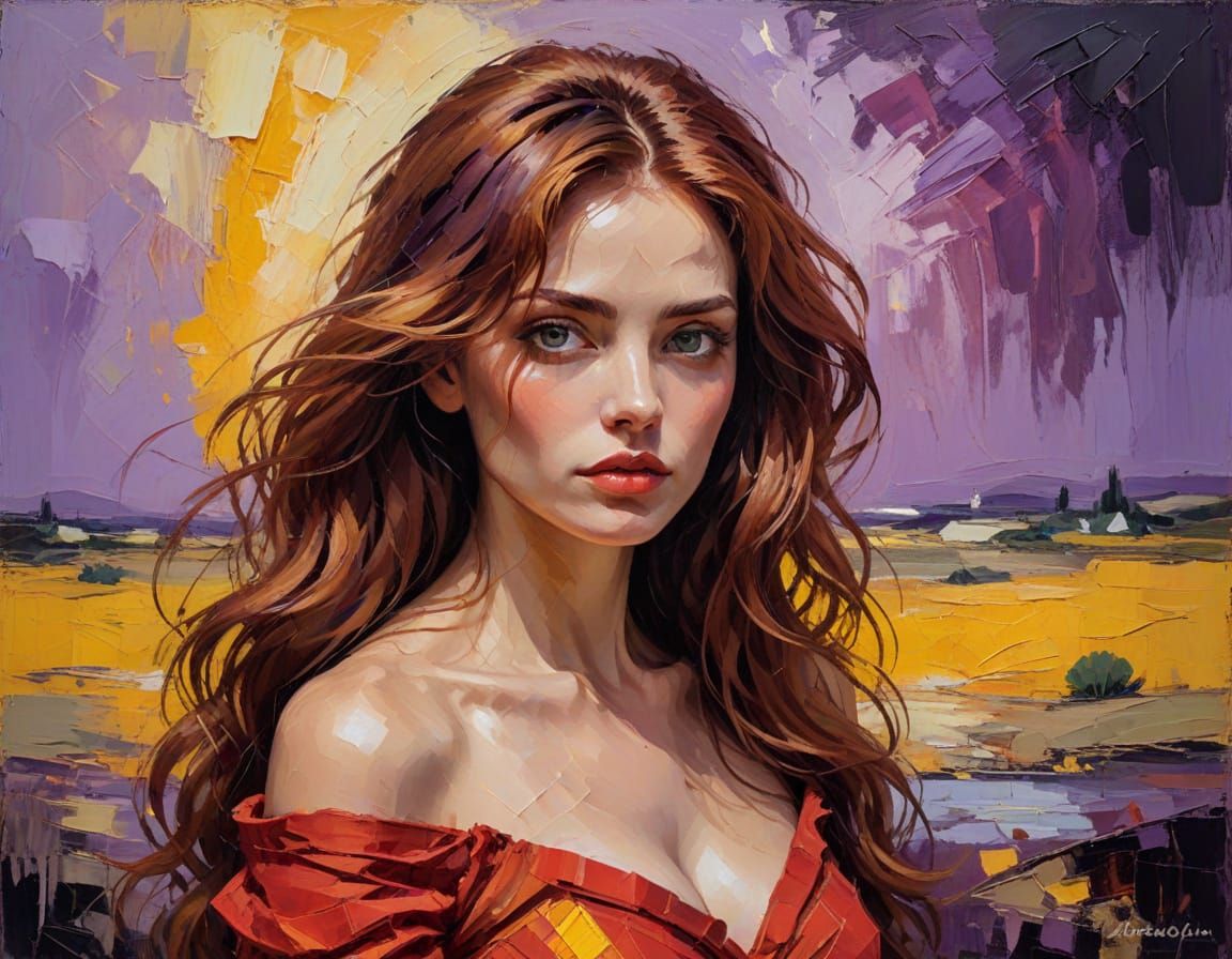 Elegant Femme Fatale in Golden Light