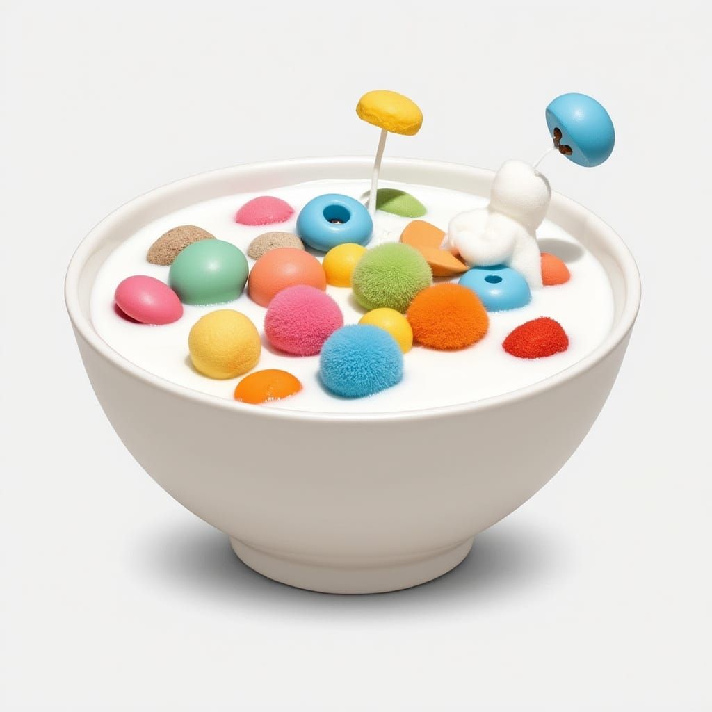 Surreal Breakfast Bowl Still Life in Hyperrealism Style