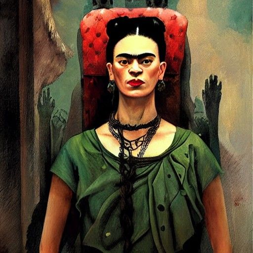Sinister Frida Kahlo Portrait by Rutkowski
