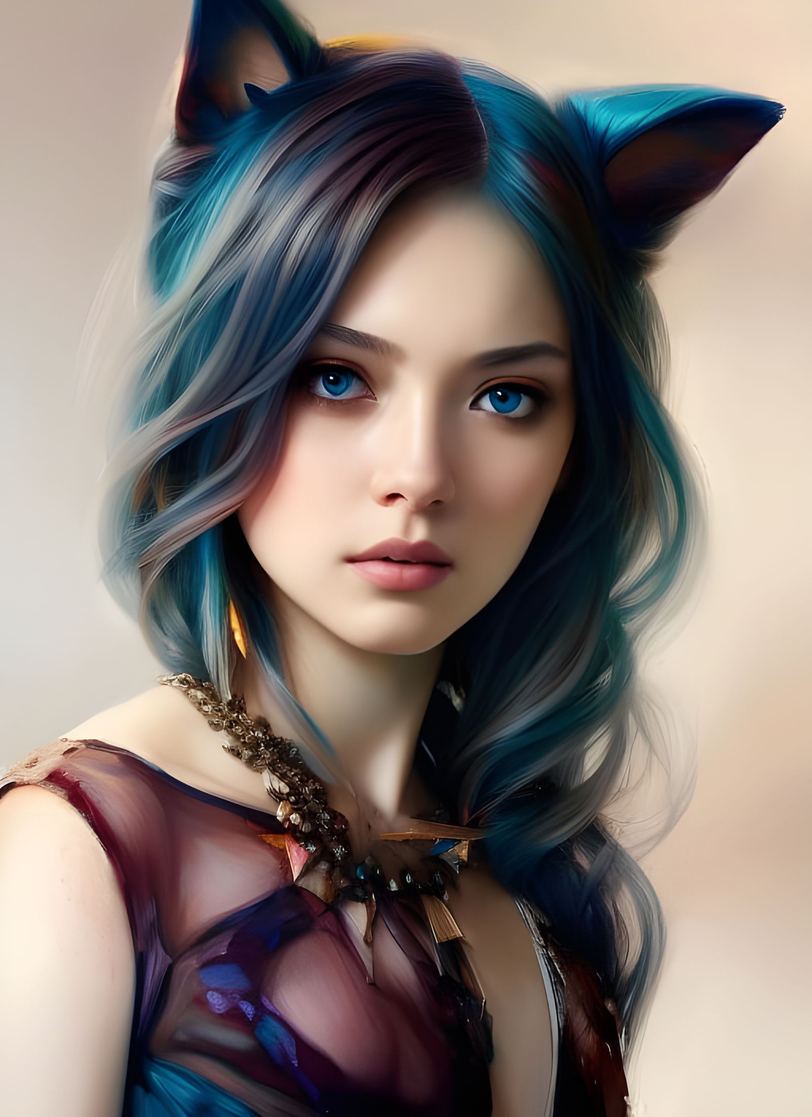 Catgirl with Neko Ears Artgerm-Style Illustration