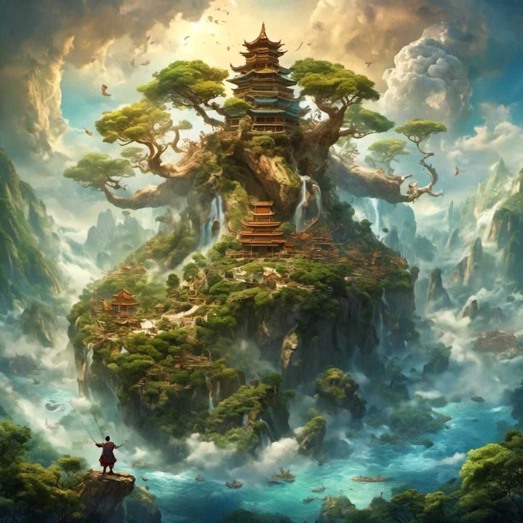 Pangu Creating the World in Hyperreal Style