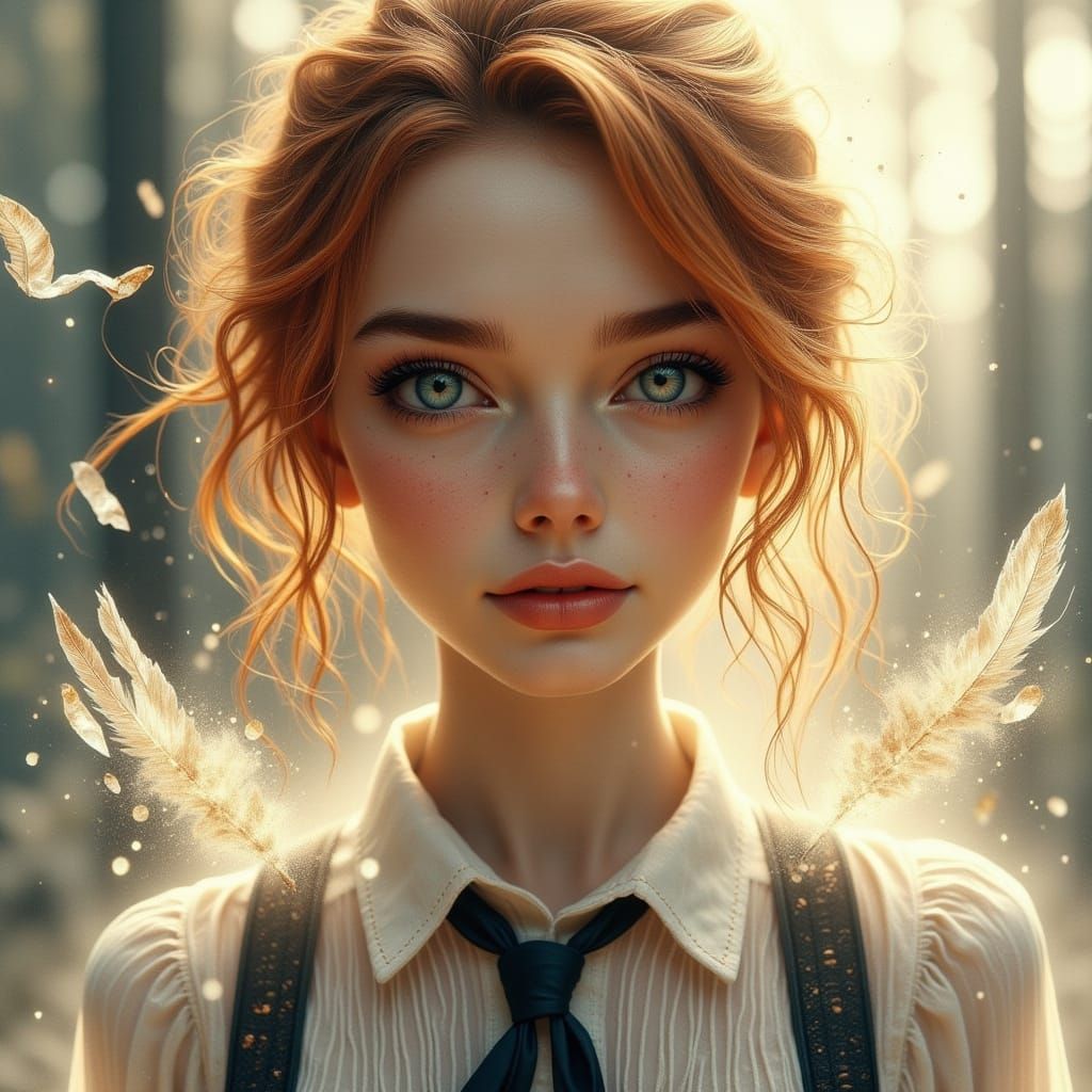 Charming Woman with Magical Aura and Mischievous Eyes