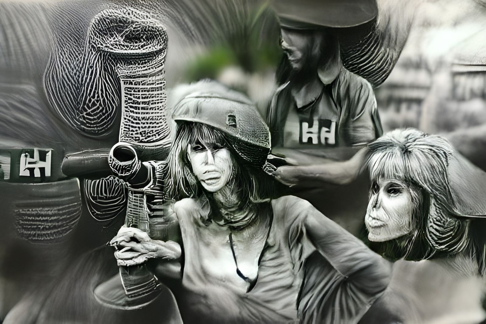 Hyperdetailed Charcoal Drawing: Hanoi Jane Portrait