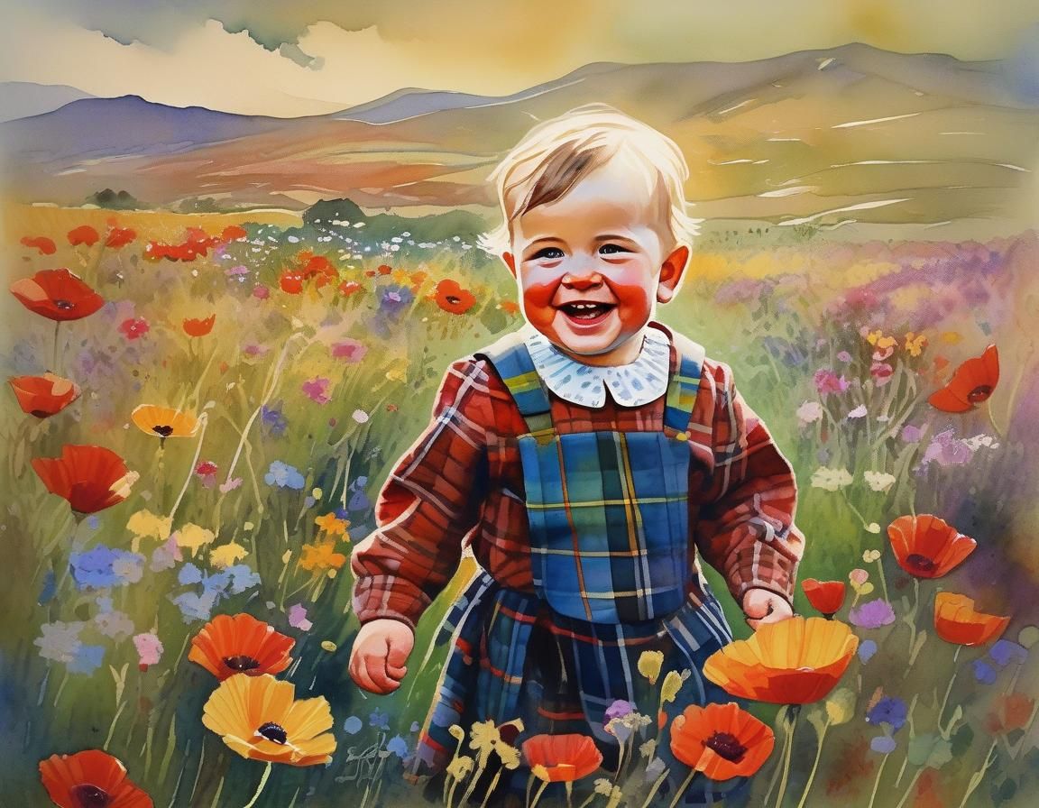 Happy Scottish Toddler in Highland Dress