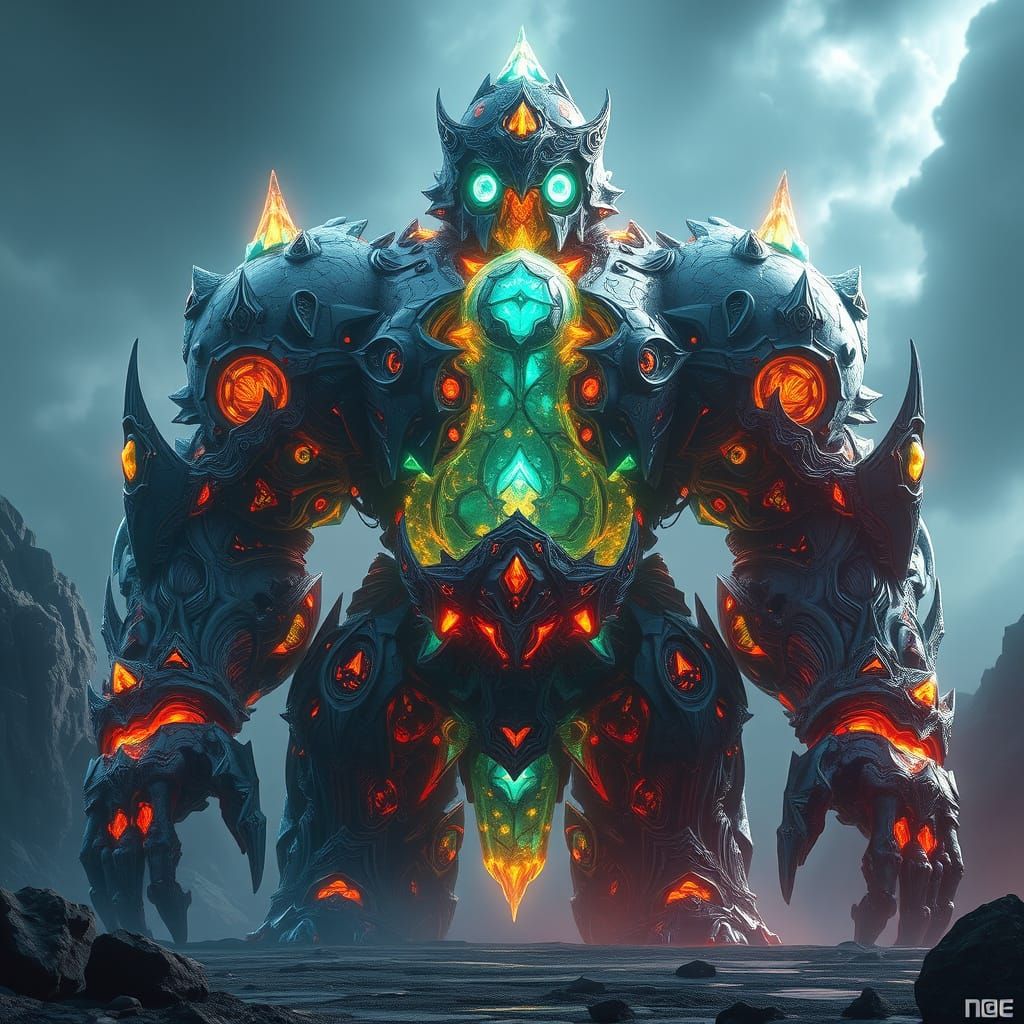 Glass Golem With Soul Energy in Vibrant Matte Painting Style
