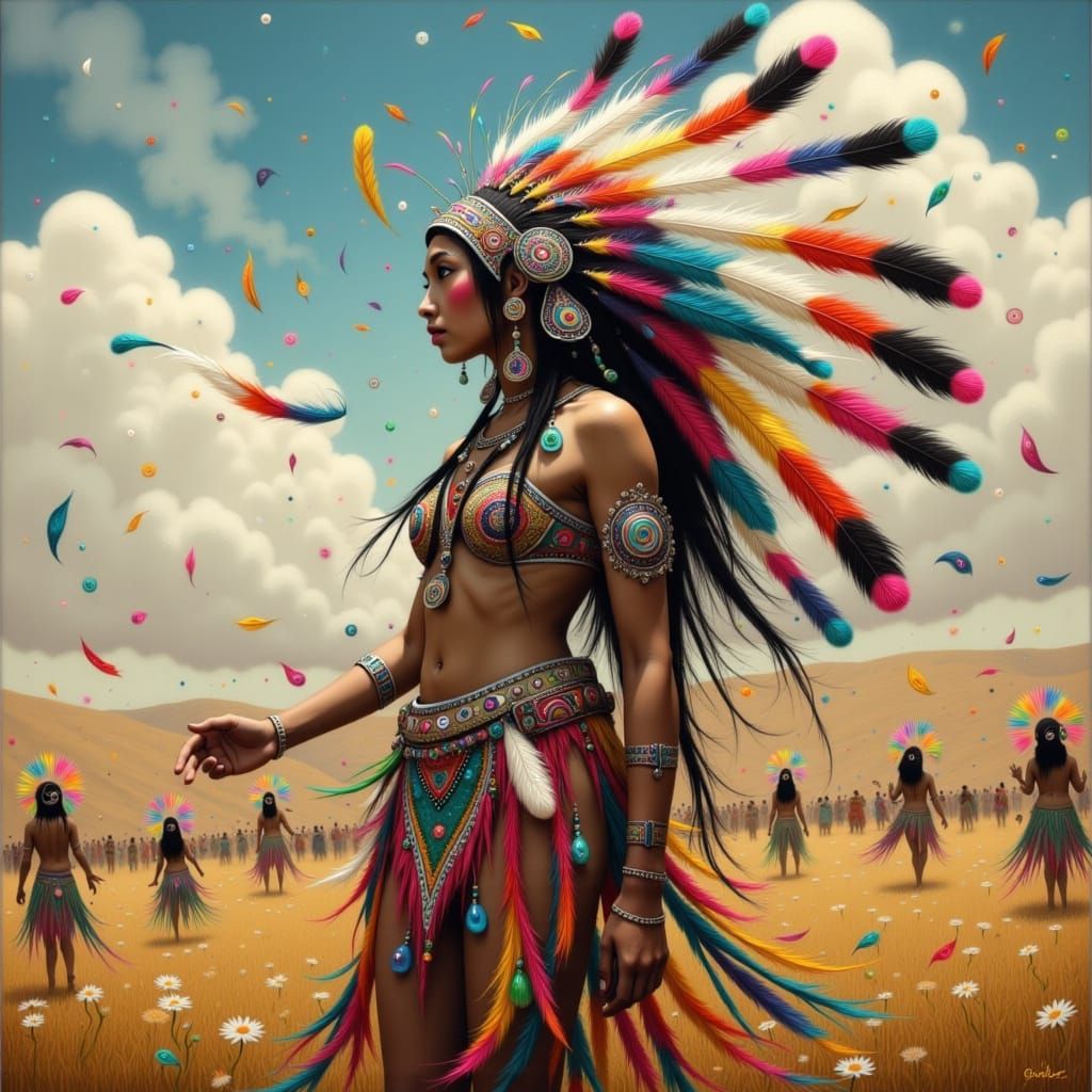 Native American Dancer Performing the Sun Dance