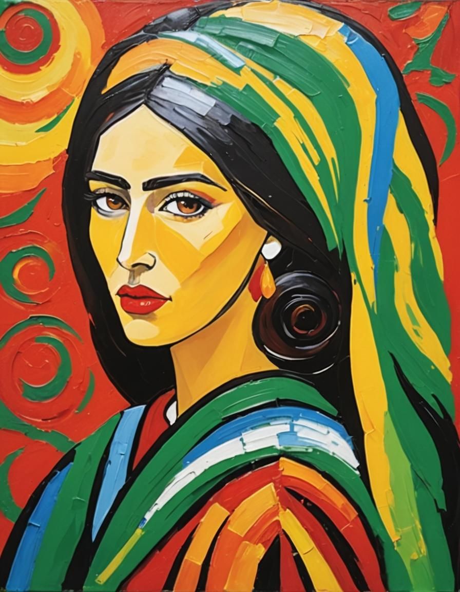Passionate Woman in Fauvist Style with Impasto Texture