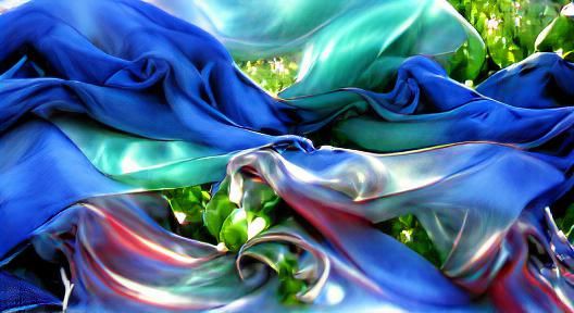 Colorful Satin Scarves in a Gentle Breeze