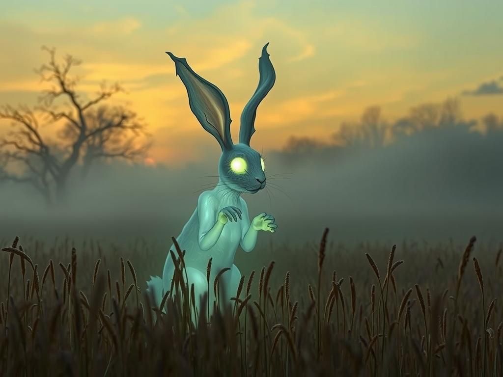 Ethereal Ghost Rabbit Haunts Golden Field